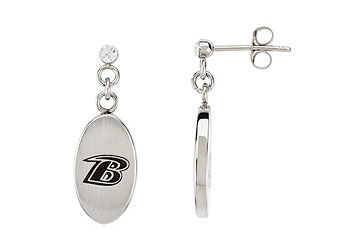 Stainless Steel Baltimore Ravens Logo Dangle Earrings - 27.60MM X 10.00MM