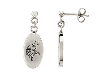 Stainless Steel Minnesota Vikings Logo Dangle Earrings - 27.60MM X 10.00MM