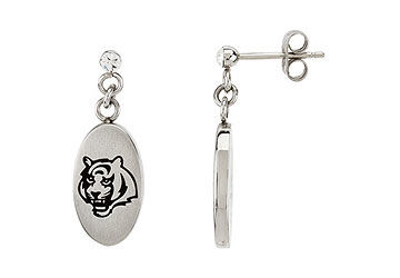 Stainless Steel Cincinnati Bengals Logo Dangle Earrings - 27.60MM X 10.00MM