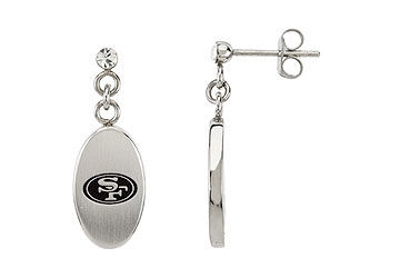 Stainless Steel San Francisco 49ers Logo Dangle Earrings - 27.60MM X 10.00MM