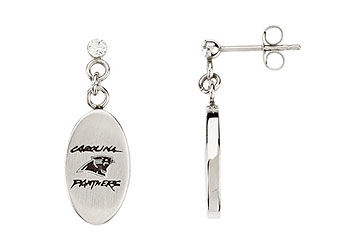 Stainless Steel Carolina Panthers Logo Dangle Earrings - 27.60MM X 10.00MM