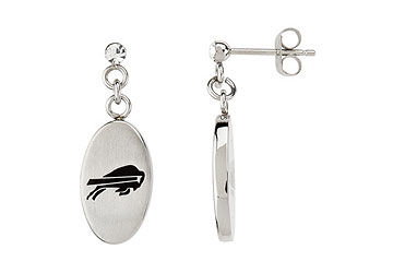 Stainless Steel Buffalo Bills Logo Dangle Earrings - 27.60MM X 10.00MM