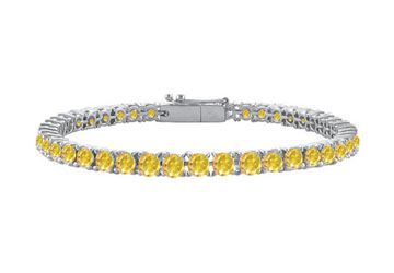 7 Carat Yellow Sapphire Tennis Bracelet in 14K White Gold