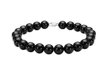 Black Onyx 7 Inch Bracelet with Rhodium Treated .925 Sterling Silver Lock 6 MM