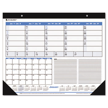 Recycled Weekly/Monthly Desk Pad, Blue and Black, 22"" x 17"", 2014