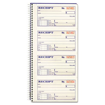 Two-Part Rent Receipt Book, 2 3/4 x 4 3/4, Two-Part Carbonless, 200 Forms