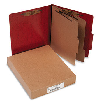 Presstex 20-Point Classification Folders, Letter, Six-Section, Red, 10/Box