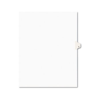 Avery-Style Legal Side Tab Dividers, One-Tab, Title L, Letter, White, 25/Pack