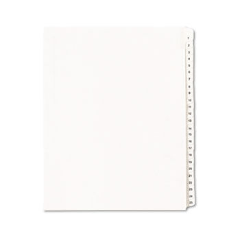 Allstate-Style Legal Side Tab Dividers, 25-Tab, 1-25, Letter, White, 25/Set