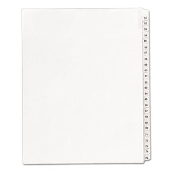 Allstate-Style Legal Side Tab Dividers, 25-Tab, 51-75, Letter, White, 25/Set