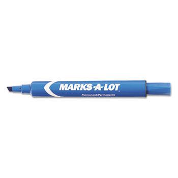 Permanent Marker, Large Chisel Tip, Blue, Dozen