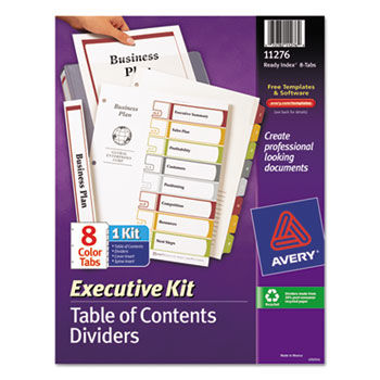 Ready Index Contents Dividers, 8-Tab, 1-8, Letter, Multicolor, Set of 8