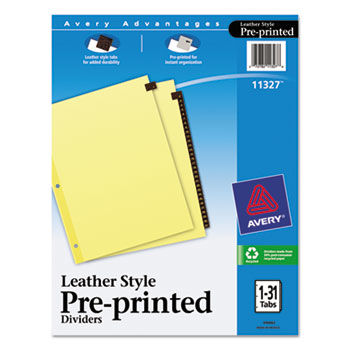 Clear Reinforced Preprinted Leather Tab Divider, 31-Tab, 1-31, Red, 31/Set