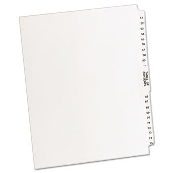 Avery-Style Legal Side Tab Divider, Title: 51-75, Letter, White, 1 Set