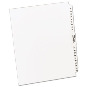 Avery-Style Legal Side Tab Divider, Title: 76-100, Letter, White, 1 Set