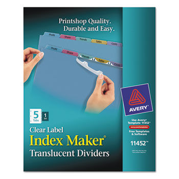 Index Maker Clear Label Punched Dividers, Multicolor 5-Tab, Letter