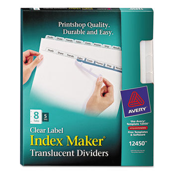 Index Maker Clear Label Punched Dividers, 8-Tab, Letter, 5 Sets/Pack