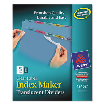 Index Maker Clear Label Punched Dividers, Multicolor 5-Tab, Letter, 5 Sets/Pack