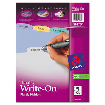 Translucent Multicolor Write-On Big Tab Dividers, 5-Tab, 8-1/2 x 11, 1/Set