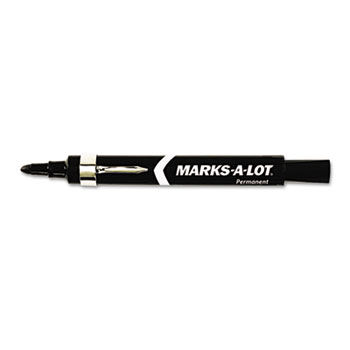 Permanent Marker, Large Bullet Tip, Black, Dozen