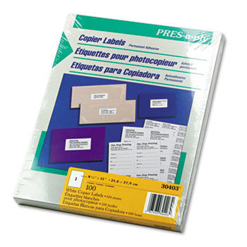 Pres-A-Ply Copier Labels, 8-1/2 x 11, White, 100/Box