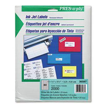 Pres-A-Ply Inkjet Address Labels, 1/2 x 1-3/4, White, 2000/Pack