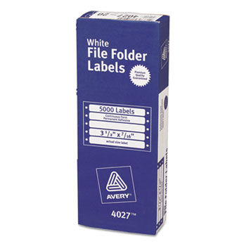 Dot Matrix File Folder Labels, 7/16 x 3-1/2 , White, 5000/Box