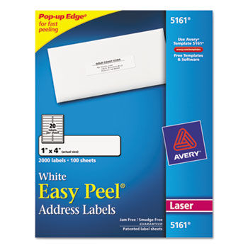 Easy Peel Laser Address Labels, 1 x 4, White, 2000/Box