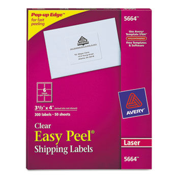 Easy Peel Laser Mailing Labels, 3-1/3 x 4, Clear, 300/Box