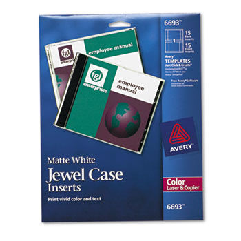 Laser CD/DVD Jewel Case Inserts, Matte White, 15/Pack