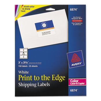 Shipping Labels for Color Laser & Copier, 3 x 3-3/4, Matte White, 150/Pack