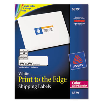 Shipping Labels for Color Laser & Copier, 1-1/4 x 3-3/4, Matte White, 300/Pack