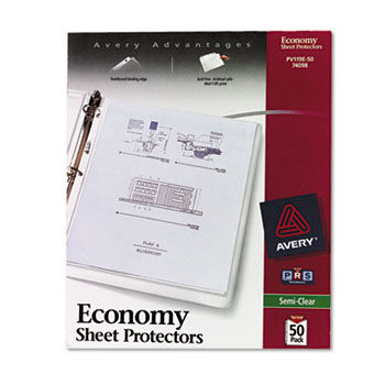 Top-Load Poly Sheet Protectors, Economy Gauge, Letter, Semi-Clear, 50/Box