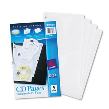 Two-Sided CD Organizer Sheets for Three-Ring Binder, 5/Pack