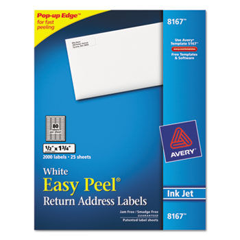 Easy Peel Inkjet Return Address Labels, 1/2 x 1-3/4, WE, 2000/Pack