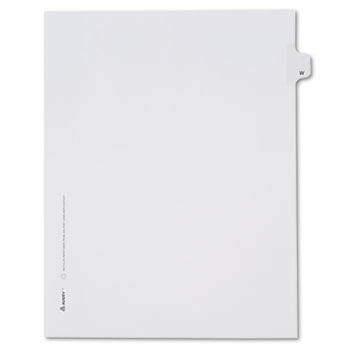 Allstate-Style Legal Side Tab Divider, Title: W, Letter, White, 25/Pack