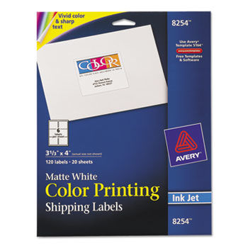 Inkjet Labels for Color Printing, 3-1/3 x 4, Matte White, 120/Pack