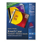 Inkjet CD/DVD Jewel Case Inserts, Matte White, 20/Pack