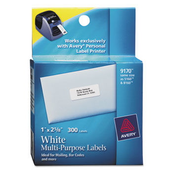 Address Labels, 1 x 2-5/8, White, 300/Roll, 1 Roll/Pack