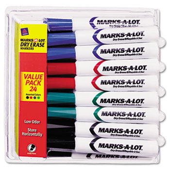 Desk Style Dry Erase Markers, Chisel Tip, Assorted, 24/Pack