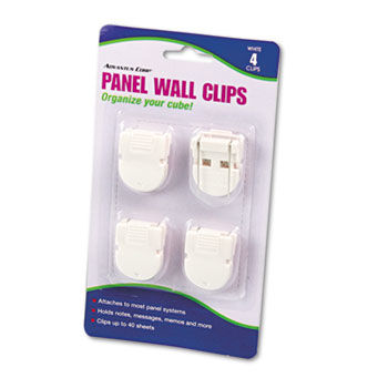 Panel Wall Clips for Fabric Panels, Standard Size, White, 4/Pack