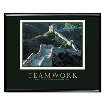 Teamwork/Great Wall Of China"" Framed Motivational Print, 30 x 24