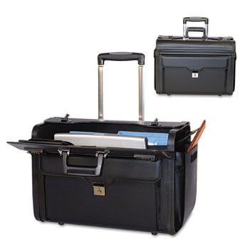 Rolling Computer/Catalog Case, Koskin, 19 x 9 x 15-1/2, Black