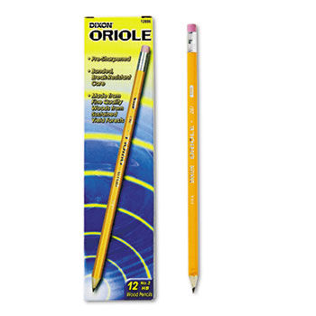 Oriole Woodcase Presharpened Pencil, HB #2, Yellow Barrel, 12/Pack