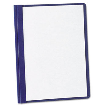 Paper Report Cover, Tang Clip, Letter, 1/2"" Capacity, Clear/Navy, 5/Pack