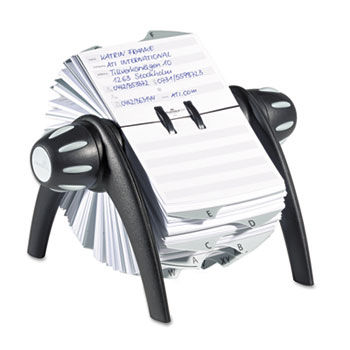 TELINDEX Rotary Address Card File Holds 500 4 1/8 x 2 7/8 Cards, Graphite/Black