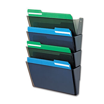 DocuPocket Four-Pocket Wall Set, Plastic, Letter, 13 x 4 x 7, Smoke