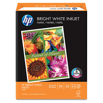 Bright White Inkjet Paper, 97 Brightness, 24lb, 8-1/2 x 11, 500 Sheets/Ream