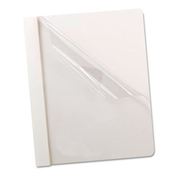 Premium Paper Clear Front Cover, 3 Fasteners, Letter, White, 25/Box