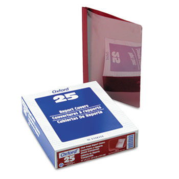 Premium Paper Clear Front Cover, 3 Fasteners, Letter, Red, 25/Box